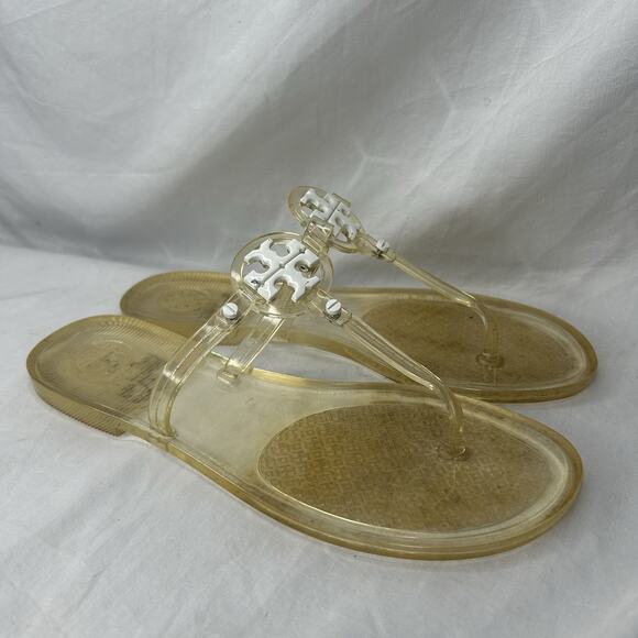 Tory Burch Mini Miller Thong Sandals Size 6 Jelly Flip Flops Travel Cruise Beach - Picture 1 of 5